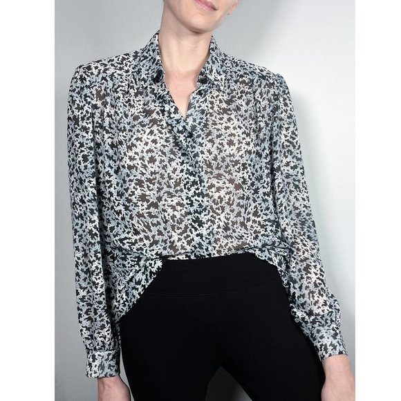 Vintage D’Allaird’s Splatter Print Sheer Blouse - Picture 1 of 10